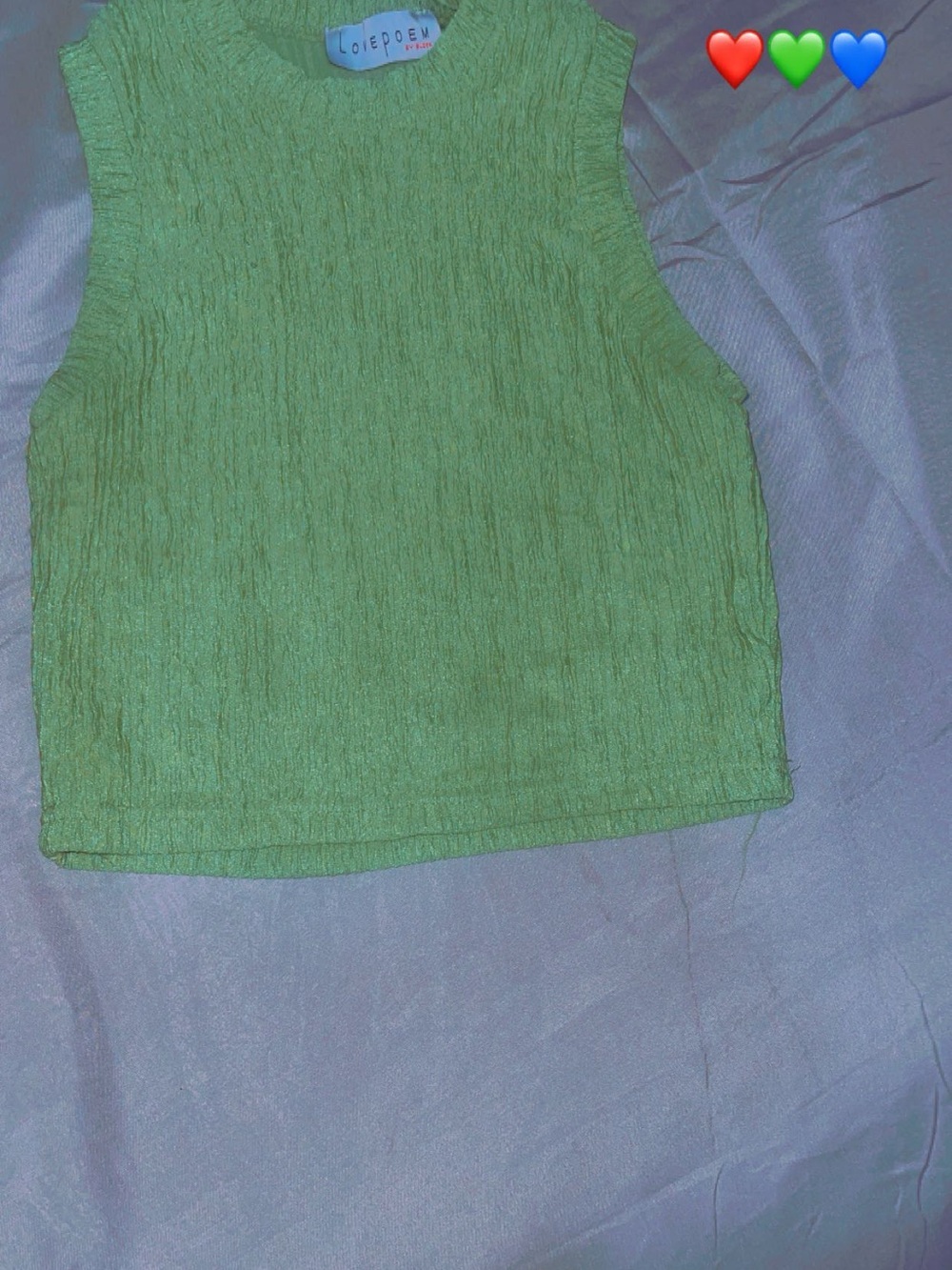 LOEPOEM Lime Green Crinkle Sleeveless Tank Top